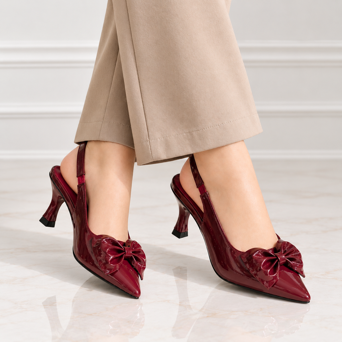 Crimson Bow Slingback