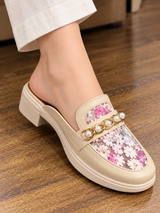 Daisy Embellished Chain Mules