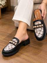 Daisy Embellished Chain Mules